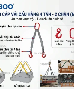 Bộ Sling Cáp Vải Trùm 2 Chân 4 Tấn