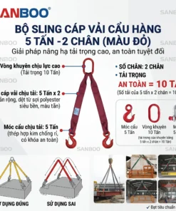 Bộ Sling Cáp Vải Trùm 2 Chân 5 Tấn