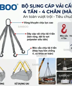 Bộ Sling Cáp Vải Trùm 4 Chân 4 Tấn